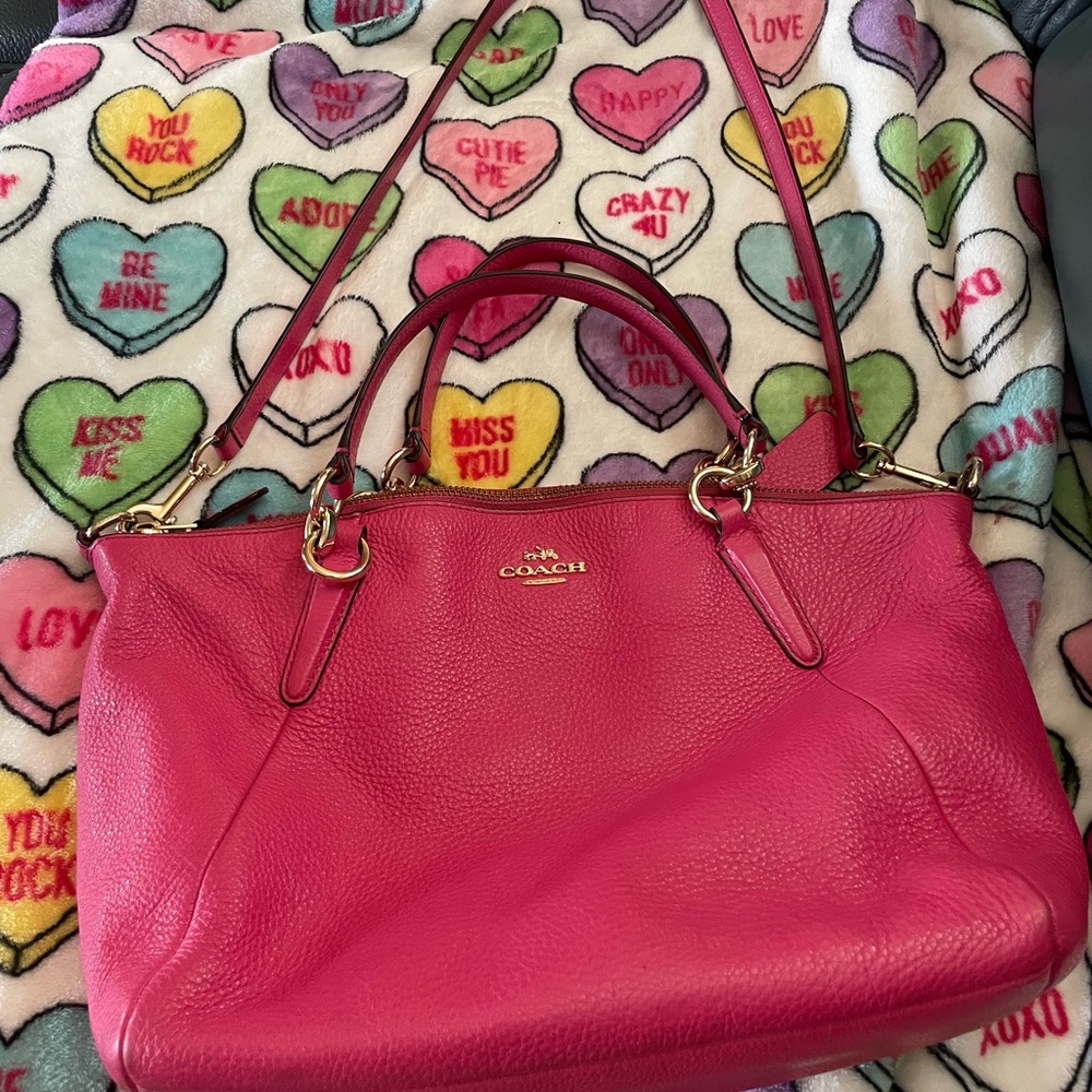 Coach Fuchsia Leather Shoulder Bag